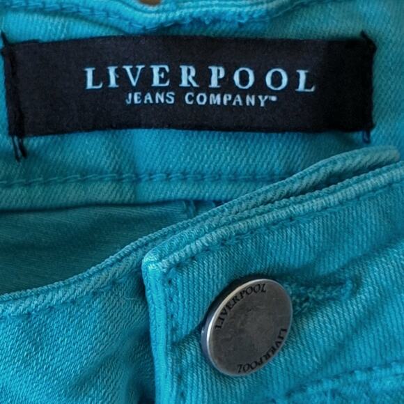 Liverpool Jeans Co VICKIE Mid Rise Shorts Women's 6/28 Turquoise Stretch Denim - Picture 4 of 11